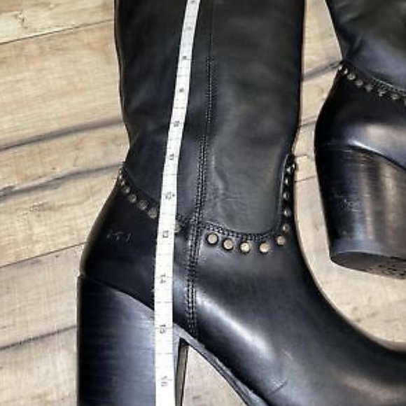 MARK NASON LOS ANGELES BLACK STUDDED LEATHER BOOTS - Picture 4 of 8